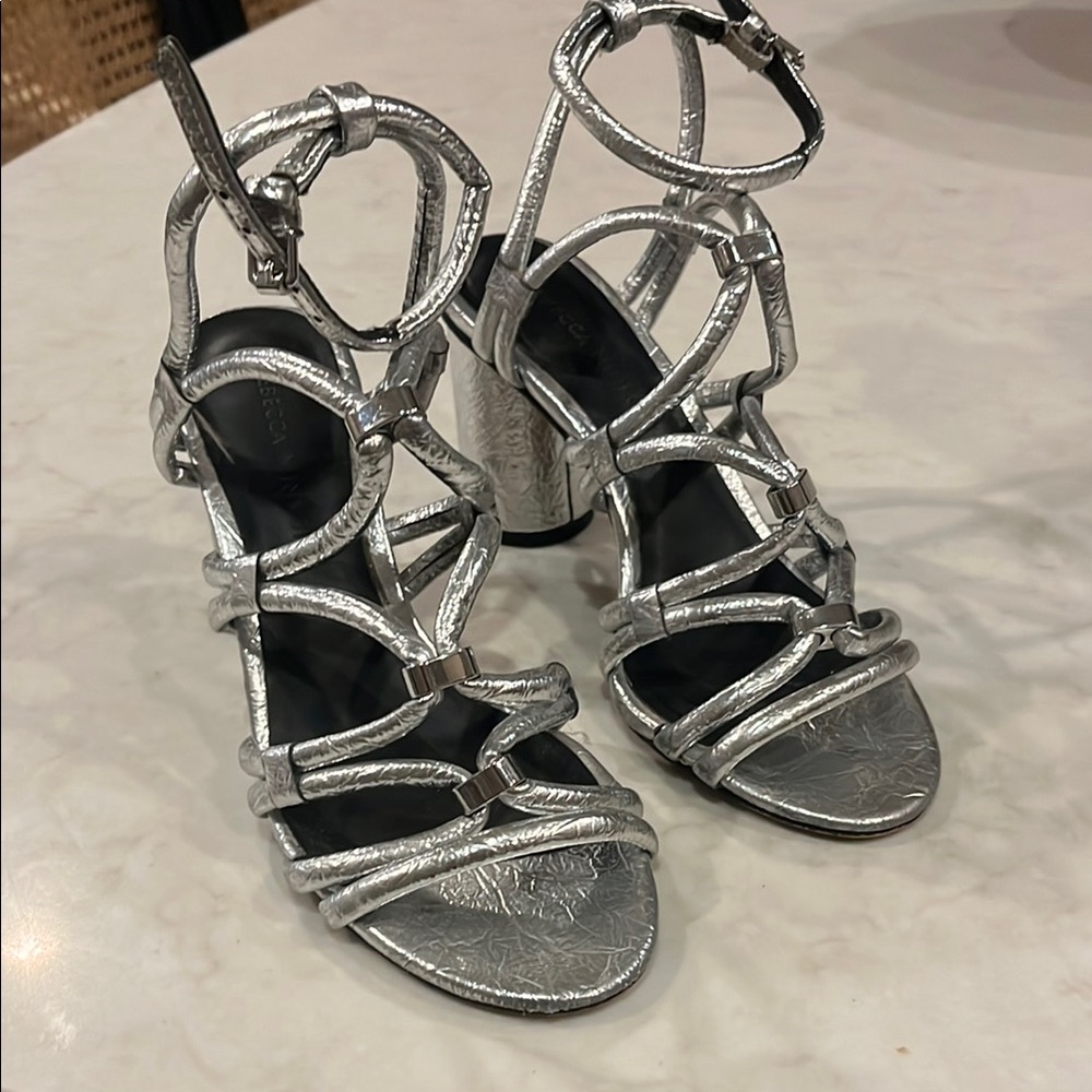 Rebecca Minkoff Appoline Silver Strappy Sandals